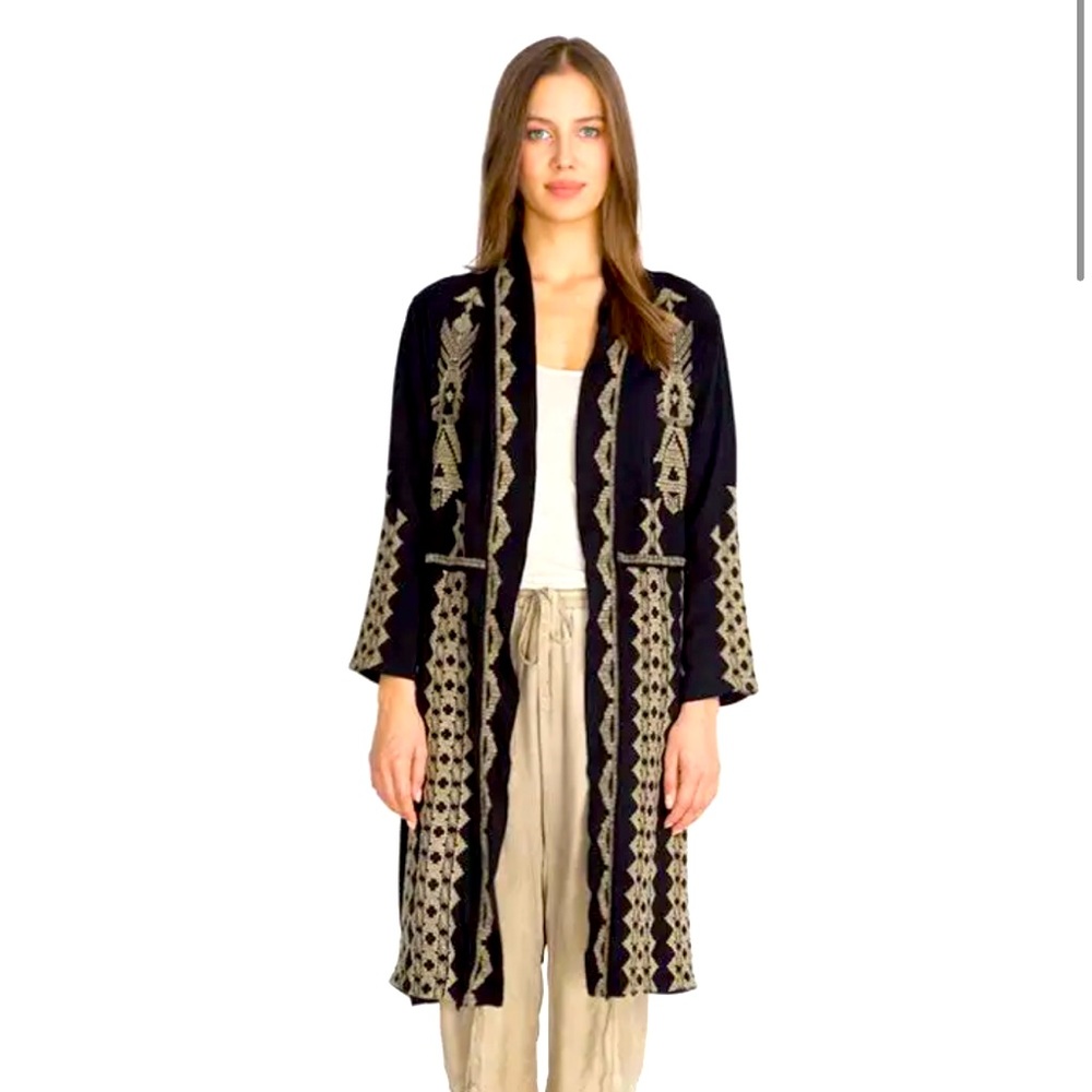 NWT.  Johnny Was Black Tracy Knit Duster size M